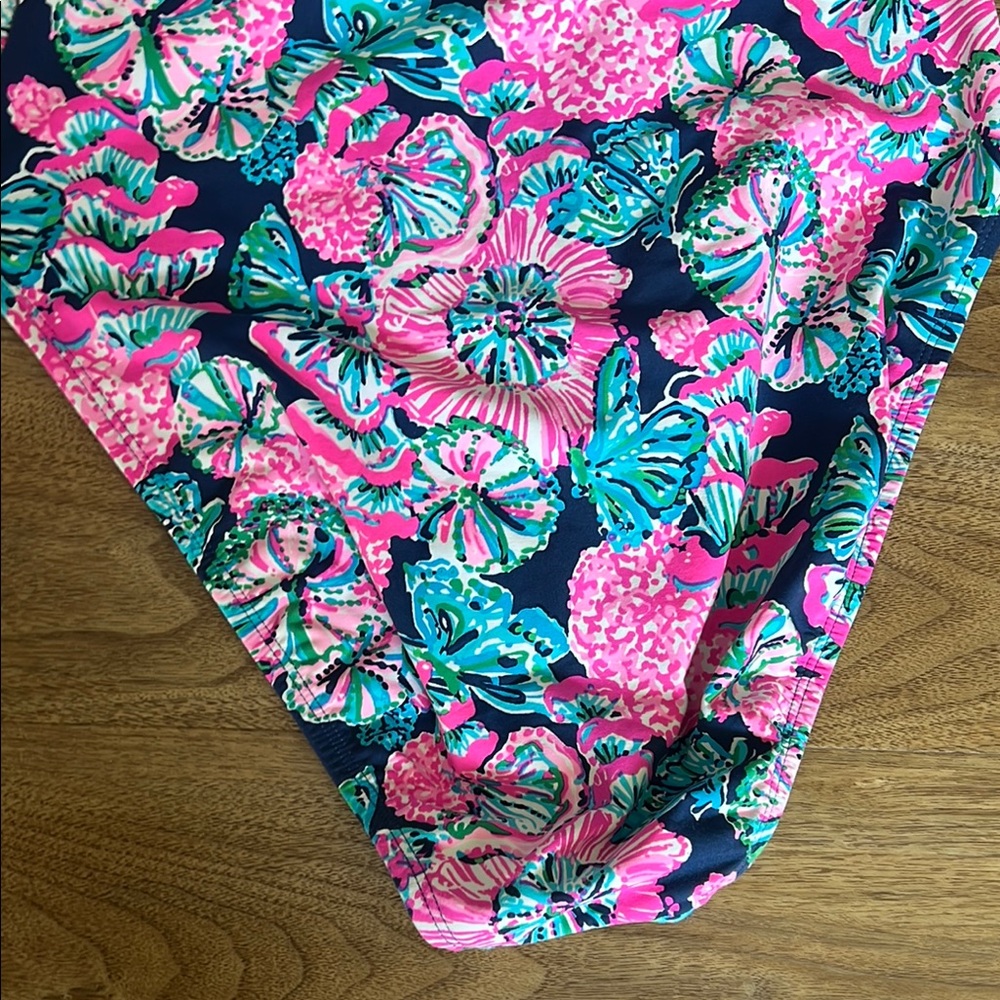 Lilly Pulitzer Pink and Blue One-Shoulder One Piece Swimsuit - Picture 3 of 6